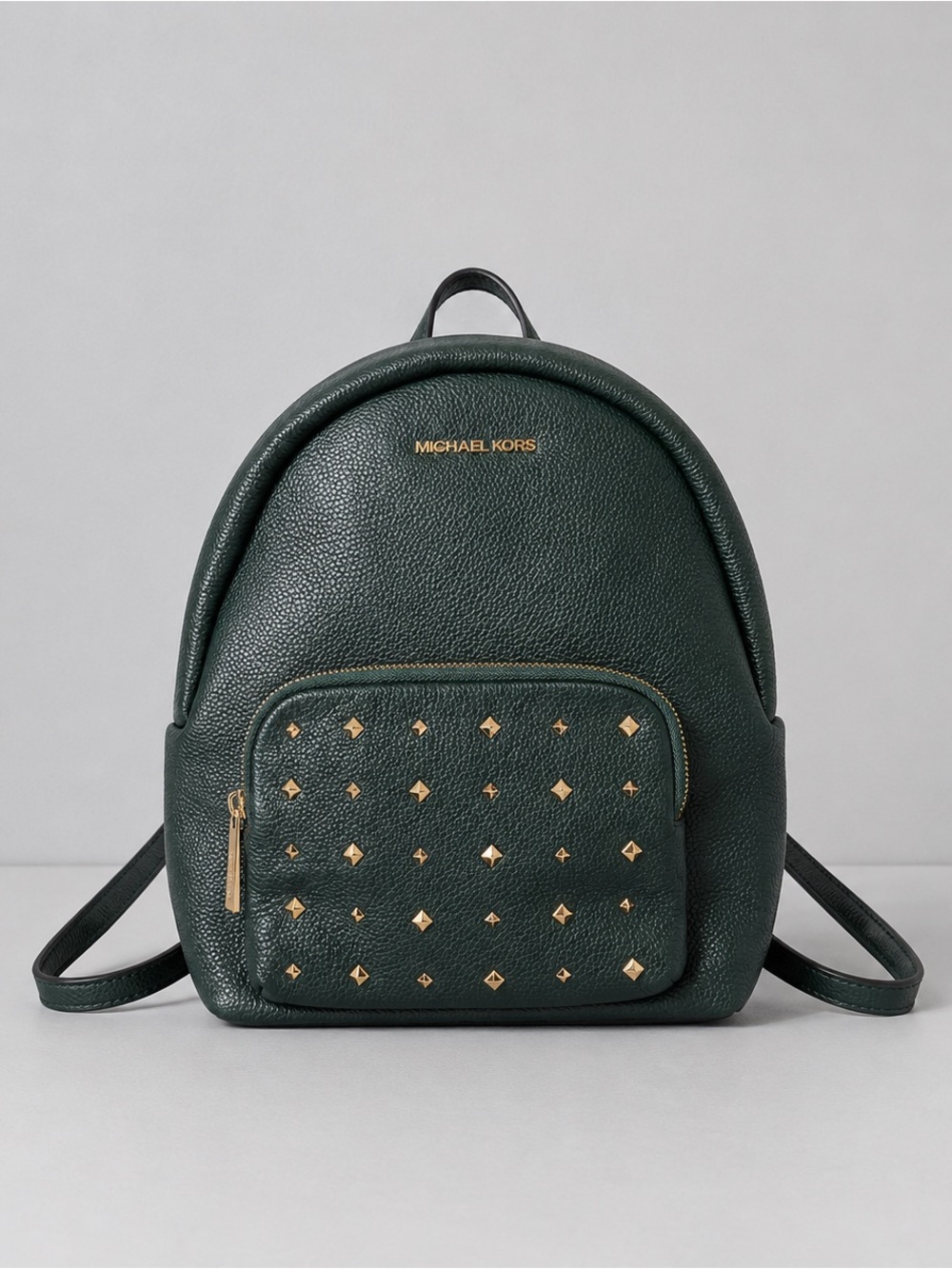 Michael Kors Womens Abbey Medium Studded Leather Backpack Hunter Green